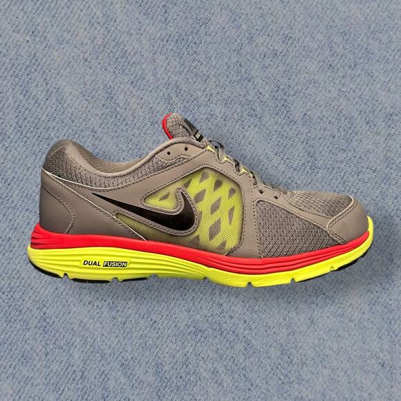 Nike Dual Fusion Run 2 Gray/ Yellow Neon Running Shoes - Men’s Size 9 - Picture 2 of 7